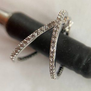 14K 3/4cttw diamond inside out hoop earrings